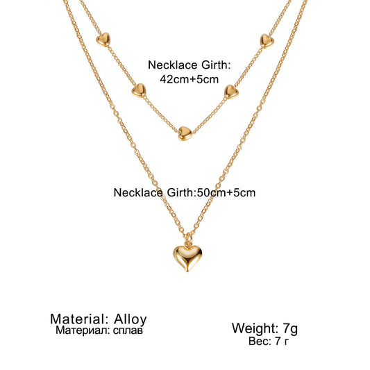 Double-layer Mixed Color Hip Hop Love Necklace